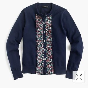 J crew liberty ruffle Jackie cardigan size M